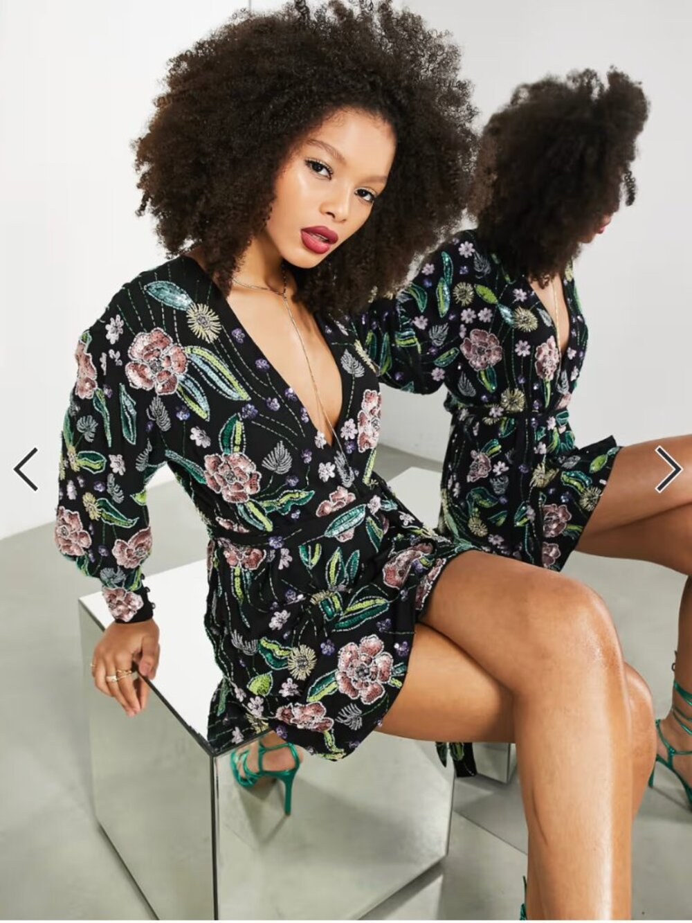 ASOS EDITION floral sequin wrap mini dress
